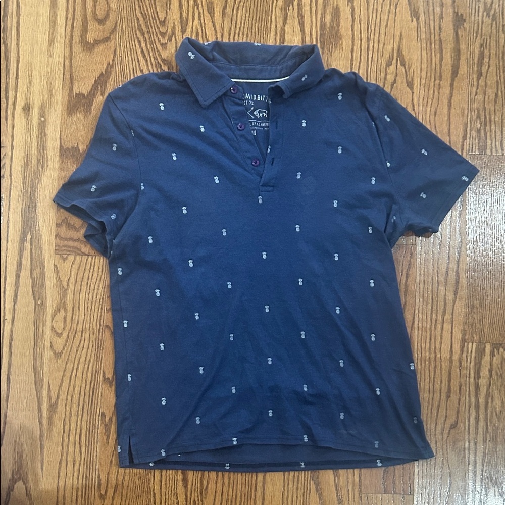 Buffalo David Bitton Navy Polo with Micro Pineapple Print